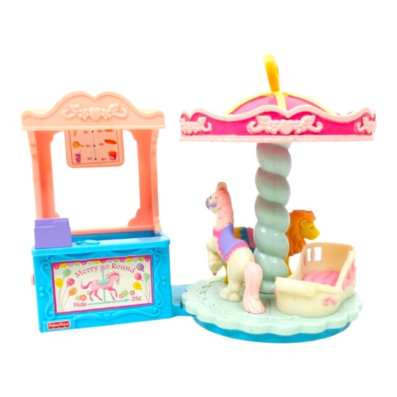 Fisher Price Sweet Streets Merry Go Round Ticket Stand Vintage 2002 Dollhouse - Picture 1 of 11